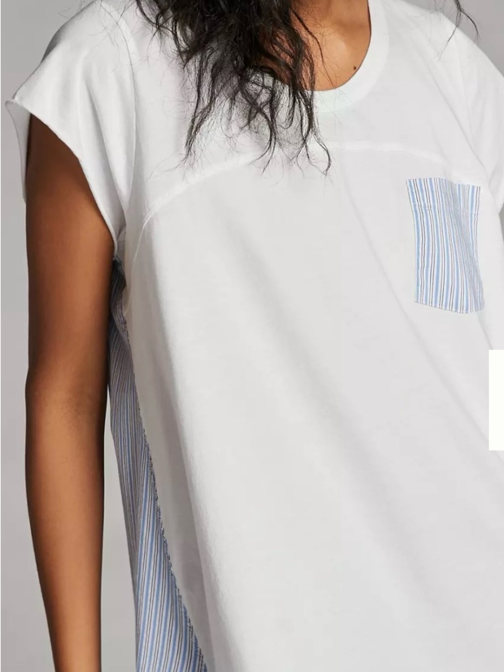Maeve Anthropologie  Tunic Tee White Blue-Striped Top Size L